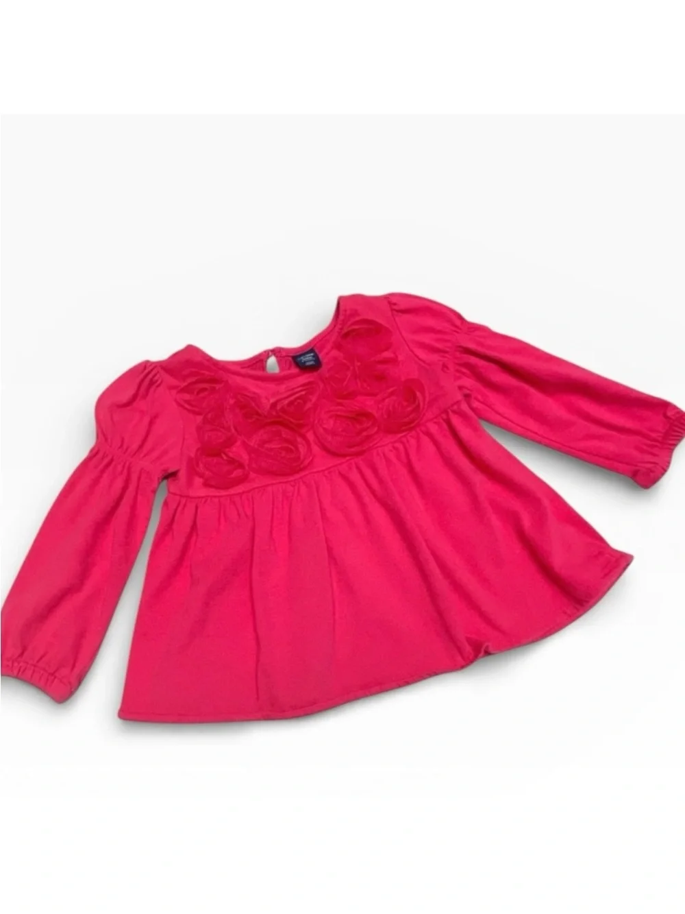 Baby Gap Girls 18-24M Pink Rosette Long Sleeve Swing Top